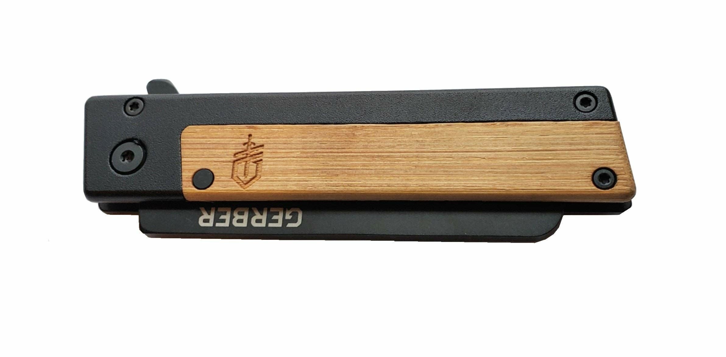 Gerber Quadrant, Straight Edge Flipper Knife With Pocket Clip, Bamboo