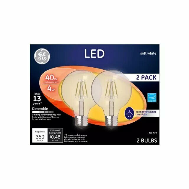 Soft White 40W Replacement Led Light Bulbs Decorative Clear Globe Medium Base G25