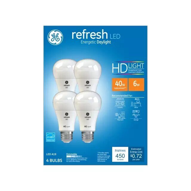 40W Replacement Daylight Dimmable Led Light Bulb General Purpose A19 (4-Pack)