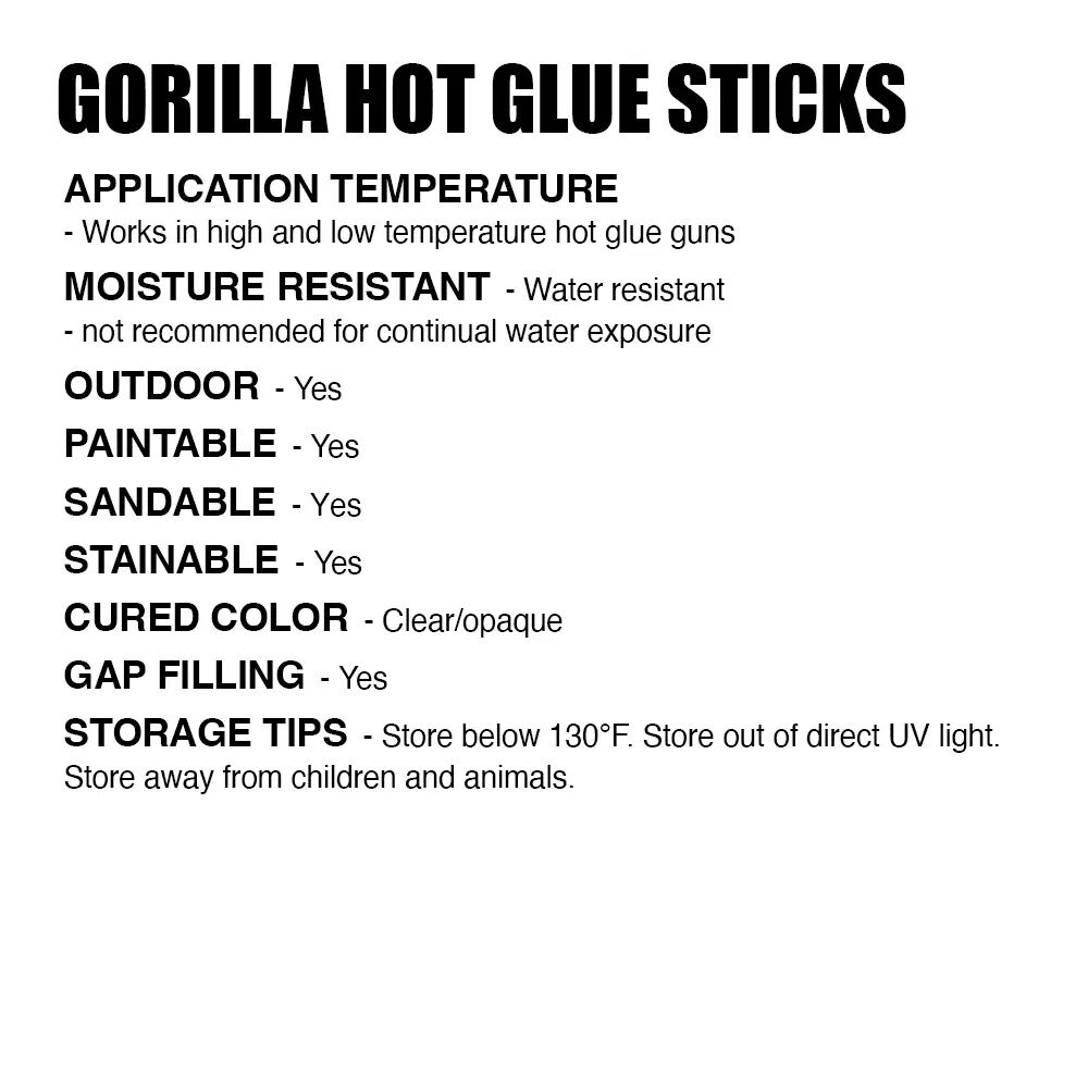 Gorilla Mini Hot Glue Sticks, 4-In, 30-Ct