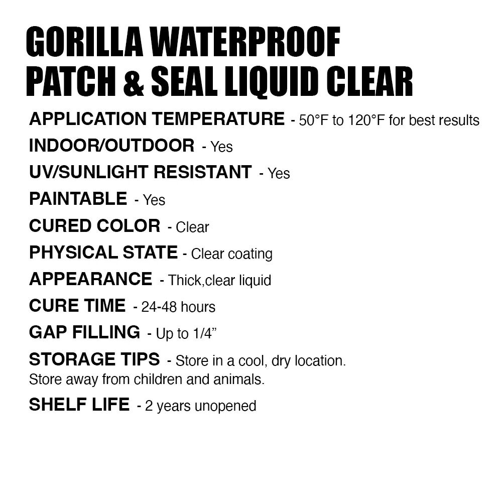 Gorilla Waterproof Patch & Seal Clear Liquid, 32-Oz