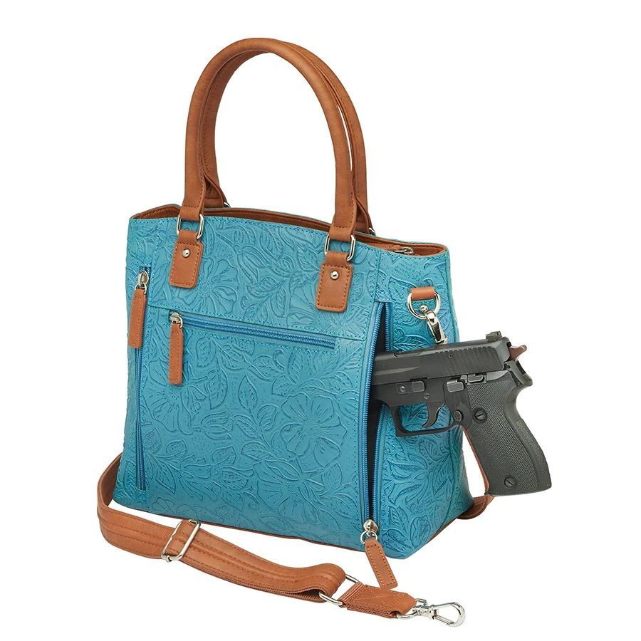 Gun Tote'n Mamas Town Tote Concealed Carry Purse Tooled Cowhide