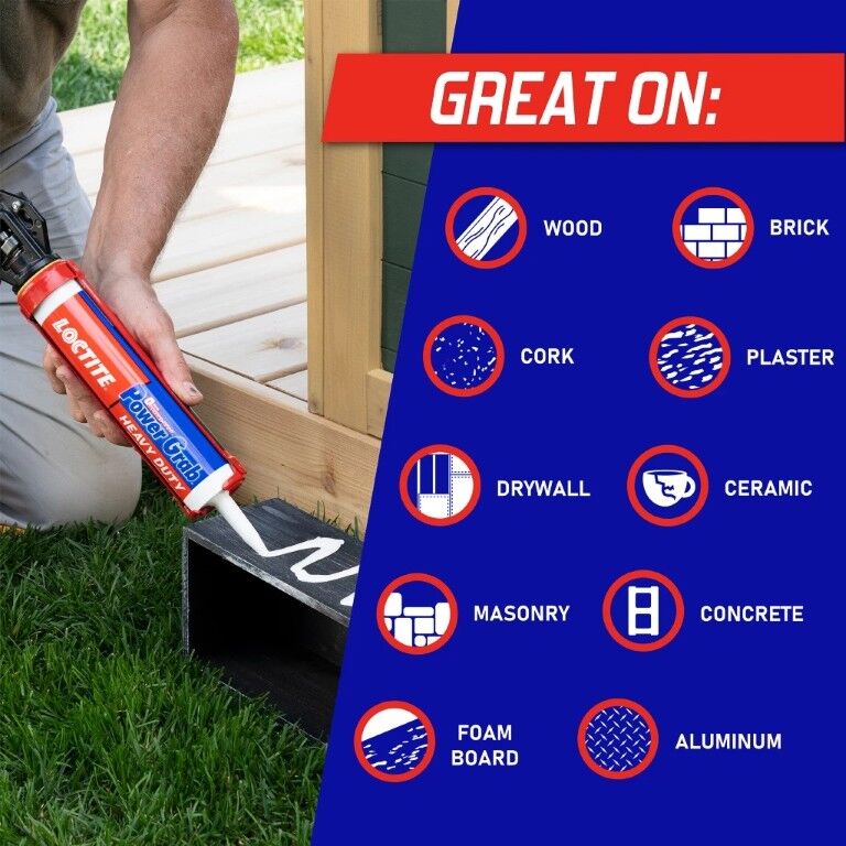 Loctite Power Grab Heavy Duty White Construction Adhesive, 9-Oz