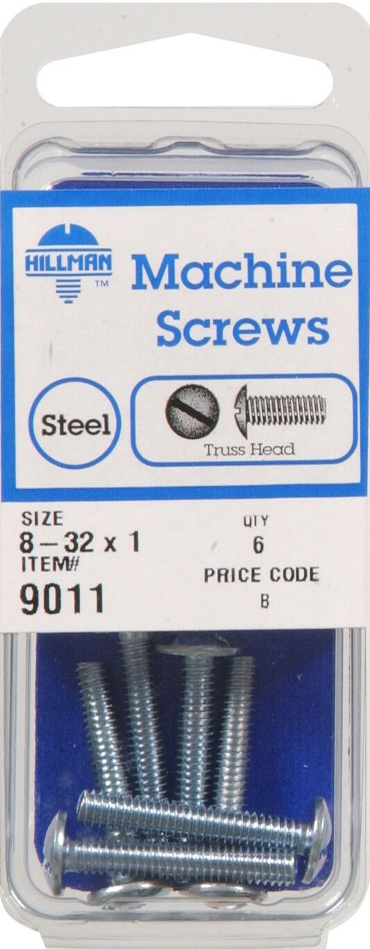 Hillman Zinc Truss Head Slotted Machine Screw, #8-32 x 1-In, 6-Pc