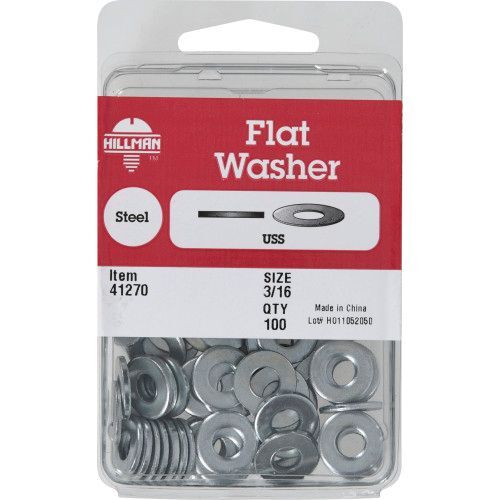 Hillman USS Flat Washers, 3/16-In, 100-Pk