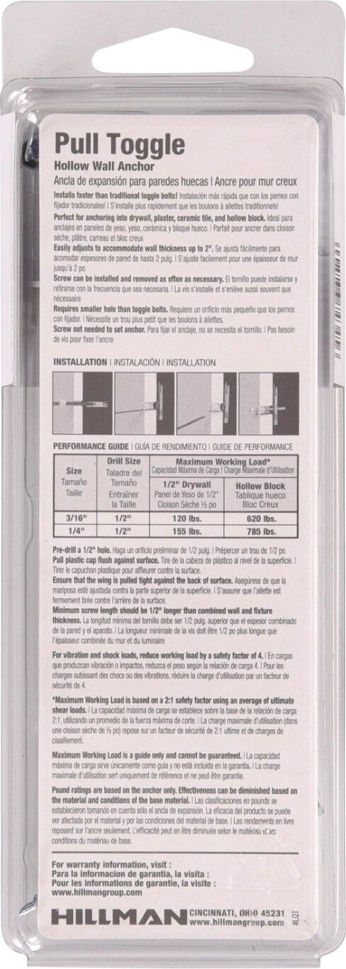 Hillman Pull Toggles With Screws, 3/16-In, 2-Pc