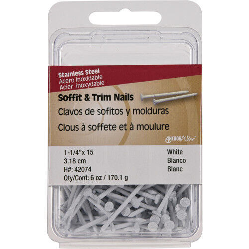 Hillman Anchor Wire White Stainless Steel Trim Nails, 1 1/4-In, 6-Oz