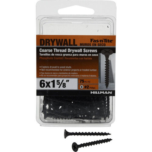 Hillman Fas-N-Tite Coarse Thread Drywall Screws, #6 X 1-5/8 In, 375-Pc