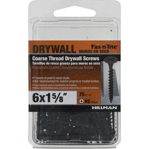 Hillman Fas-N-Tite Coarse Thread Drywall Screws, #6 X 1-5/8 In, 375-Pc