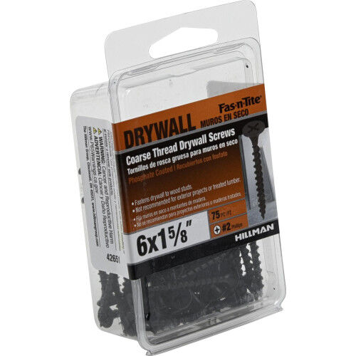 Hillman Fas-N-Tite Coarse Thread Drywall Screws, #6 X 1-5/8 In, 375-Pc