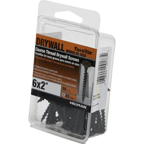 Hillman Fas-N-Tite Coarse Thread Drywall Screws, #6 x 2-In, 250- Pc