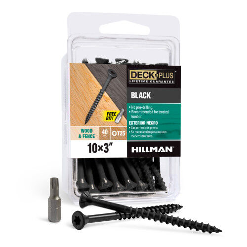 Hillman Deck Plus Black Deck Screws, #10 X 3-in, 40-Pk