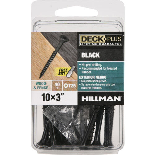 Hillman Deck Plus Black Deck Screws, #10 X 3-in, 40-Pk