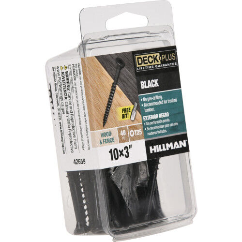 Hillman Deck Plus Black Deck Screws, #10 X 3-in, 40-Pk