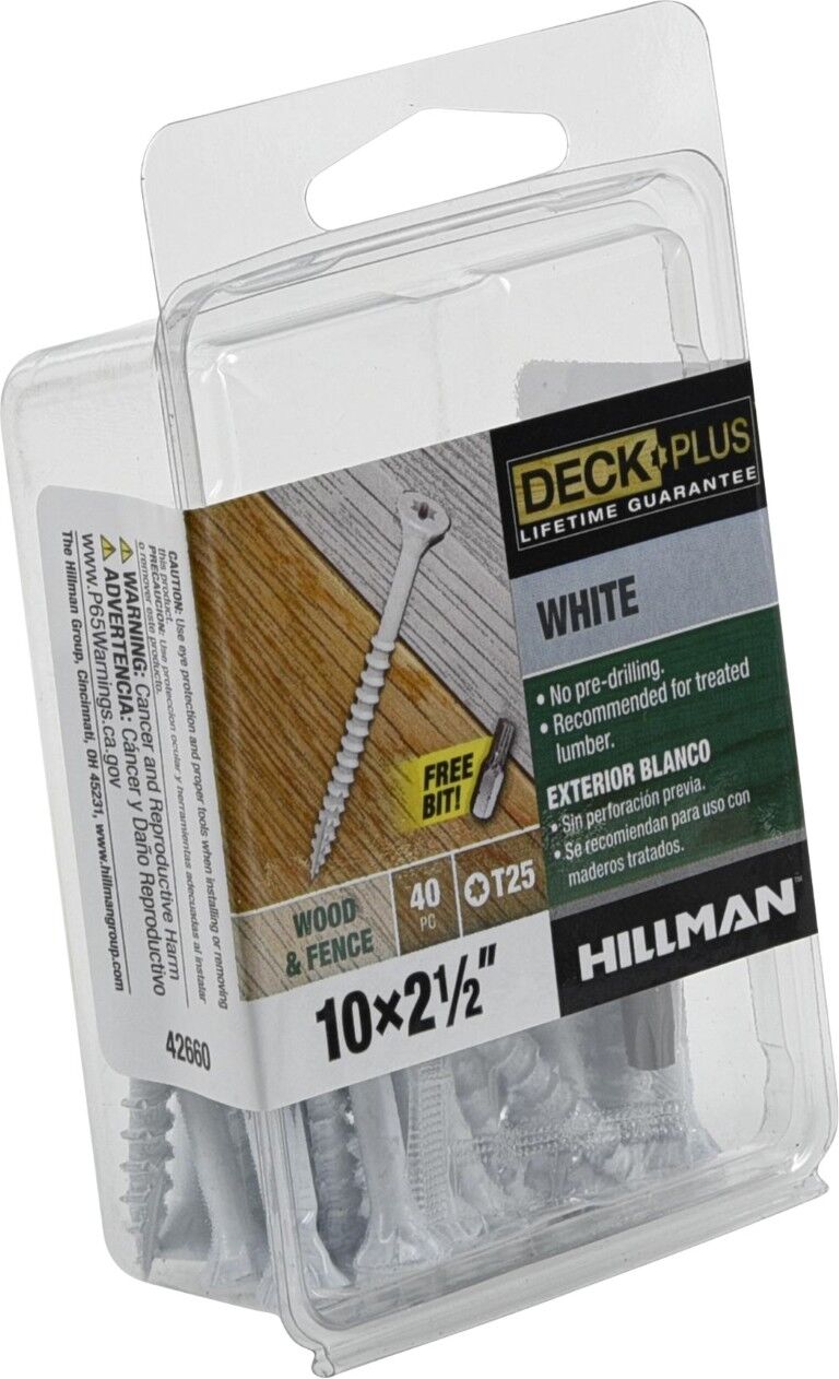 Hillman Deck Plus White Deck Screws, #10 x 2 1/2-In, 40-Pc