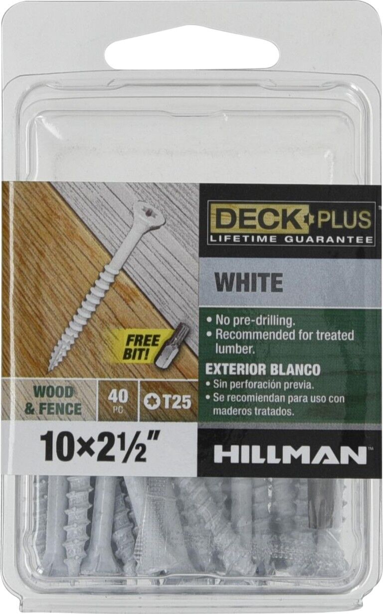 Hillman Deck Plus White Deck Screws, #10 x 2 1/2-In, 40-Pc