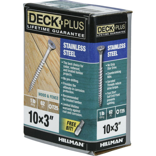 Hillman Deck Plus Stainless Steel Deck Screws, #10 X 3-In