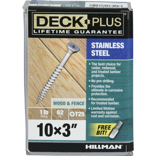 Hillman Deck Plus Stainless Steel Deck Screws, #10 X 3-In