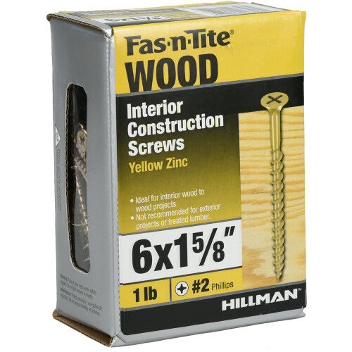 Hillman Fas-N-Tite Bugle Head Phillips All Purpose Wood Screws, #6 X 1-5/8-In, 1-Lb Box