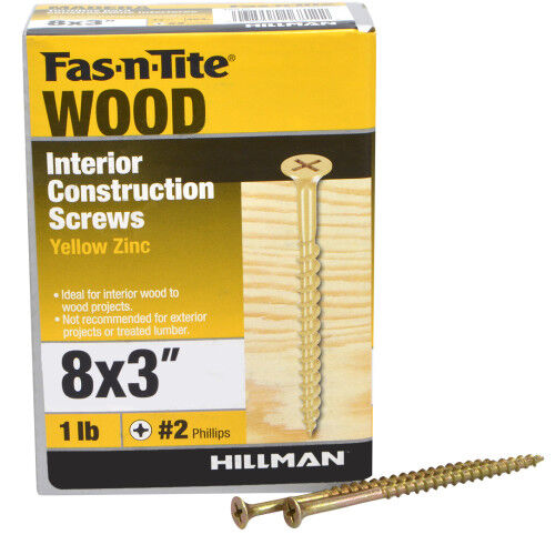 Hillman Fas-N-Tite Bugle Head Phillips All Purpose Wood Screws, #8 X 3-In, 1-Lb Box