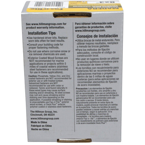 Hillman Fas-N-Tite Bugle Head Phillips All Purpose Wood Screws, #8 X 3-In, 1-Lb Box