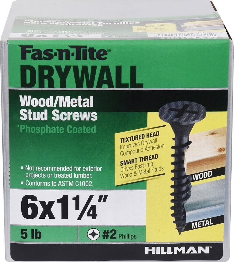 Hillman Fas-N-Tite Smart Thread Drywall Screws, #6 x 1 1/4-In, 5-Lb