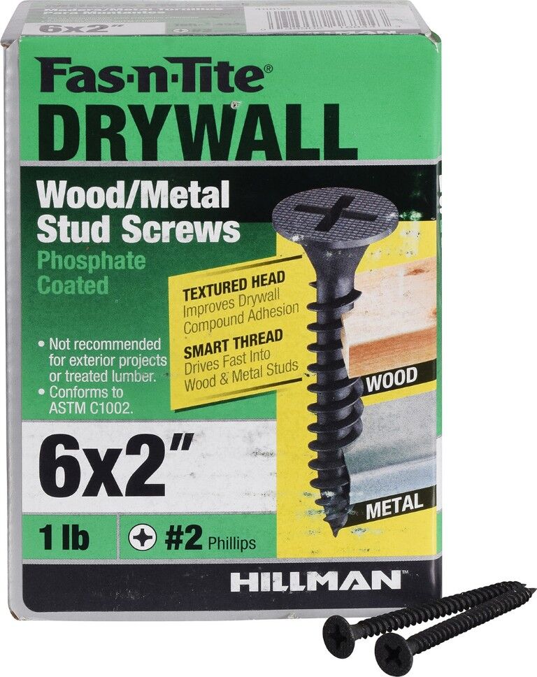 Hillman Fas-N-Tite Smart Thread Drywall Screws, #6 x 2-In, 1-Lb