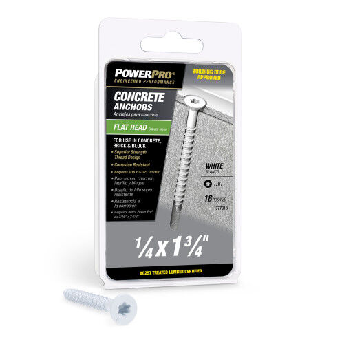 Hillman rower Pro White Flat Head Concrete Screw Anchors, 1/4-In X 1 3/4-In, 18-Pk
