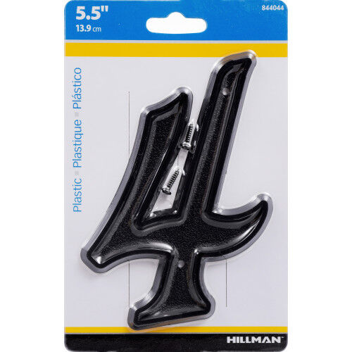 Hillman Matte Black Plastic House Number 4, 5-1/2 In
