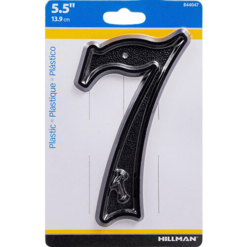 Hillman Plastic Matte Black House Number 7, 5-1/2 In