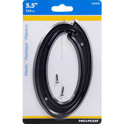 Hillman Matte Black Plastic House Number 0, 5-1/2 In