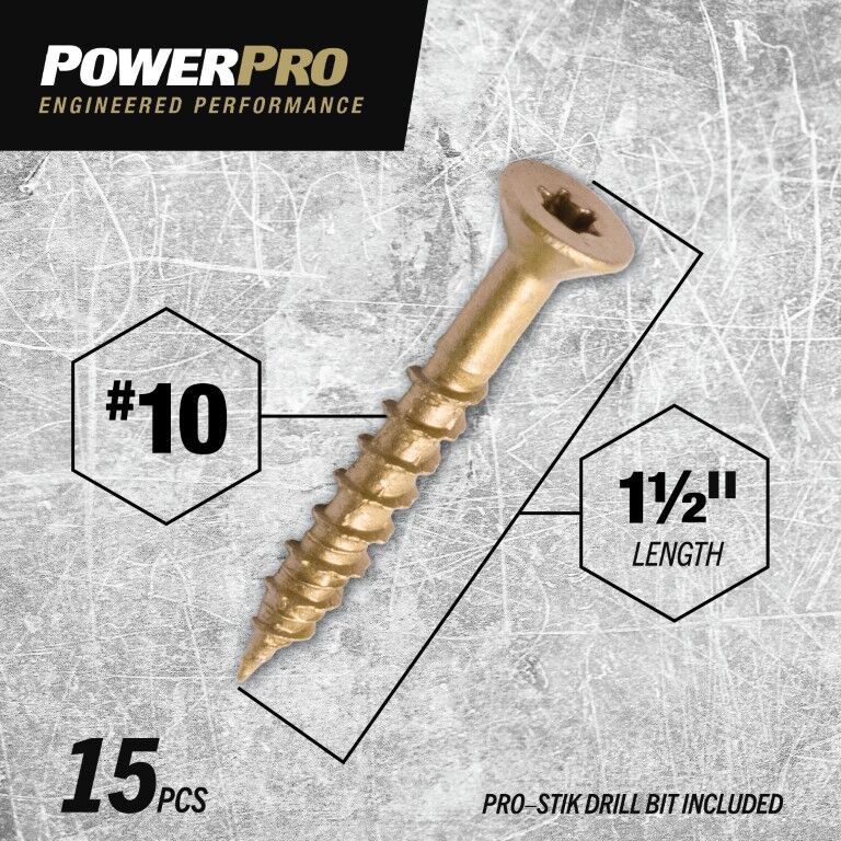 Hillman Power Pro ONE Flat Exterior Bronze Multi-Material Screws, #10 x 1 1/2-In, 15-Pc