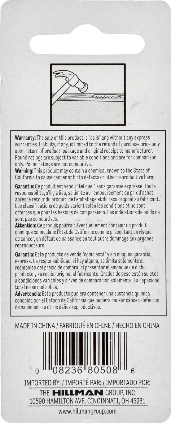 Hillman Small Push-in Sawtooth Hangers, 2-Pk