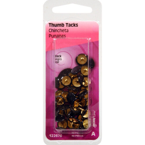 Hillman Black Anchor Wire Thumb Tacks, 40-Pk