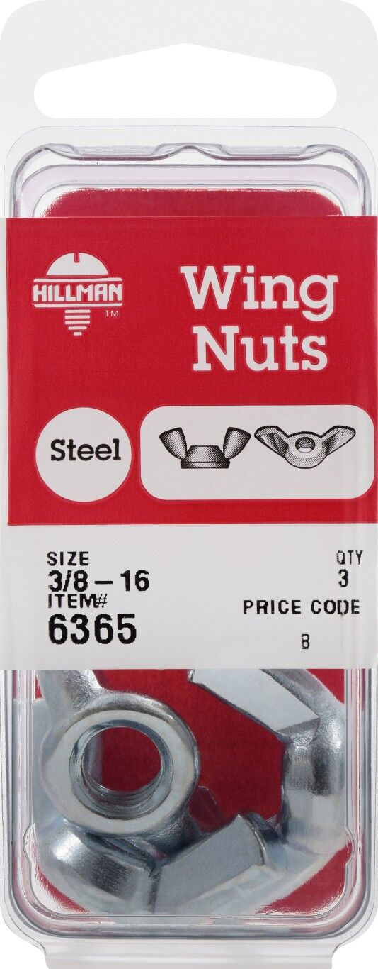 Hillman Zinc-Plated Wing Nuts, 3/8-In - 16, 3-Pc