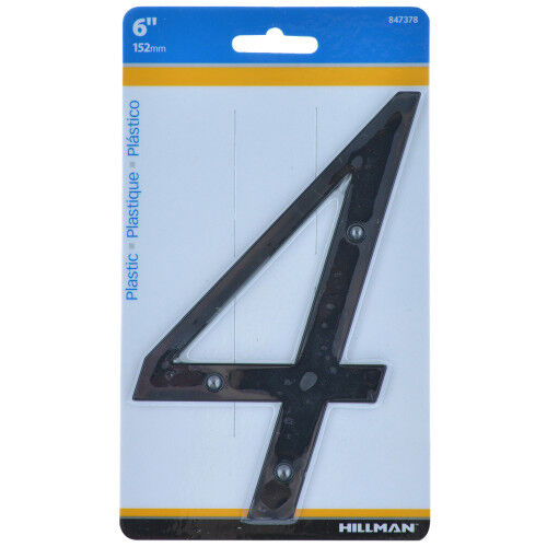 Hillman Nail-On Plastic Black House Number 4, 6-In