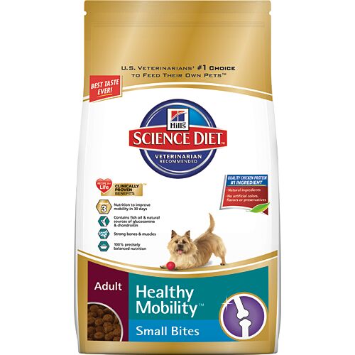 Hill's Science Diet Healthy Mobility Small Bites Chicken Rice Barley Adult Dry Dog Food, 4-Lb Bag 
