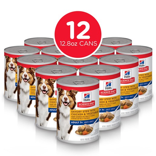 Hill's Science Diet Chicken & Vegetable Savory Stew Adult 7+ Wet Dog Food, 12.8-Oz Can 