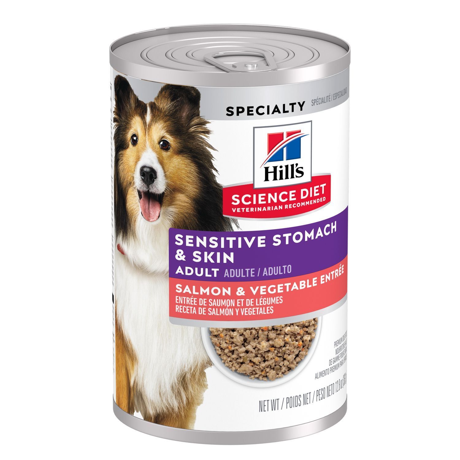 Hill's Science Diet Adult Sensitive Stomach & Skin Salmon & Vegetable Entrée Dog Food, 12.8-Oz
