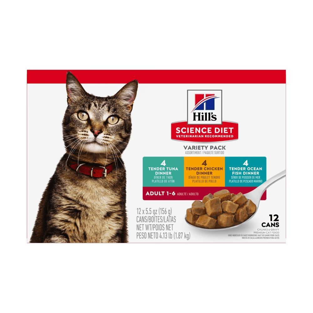 Hill's Science Diet Tender Dinners Adult Cat Food Variety Pack, 5.5-Oz, 12-Pk