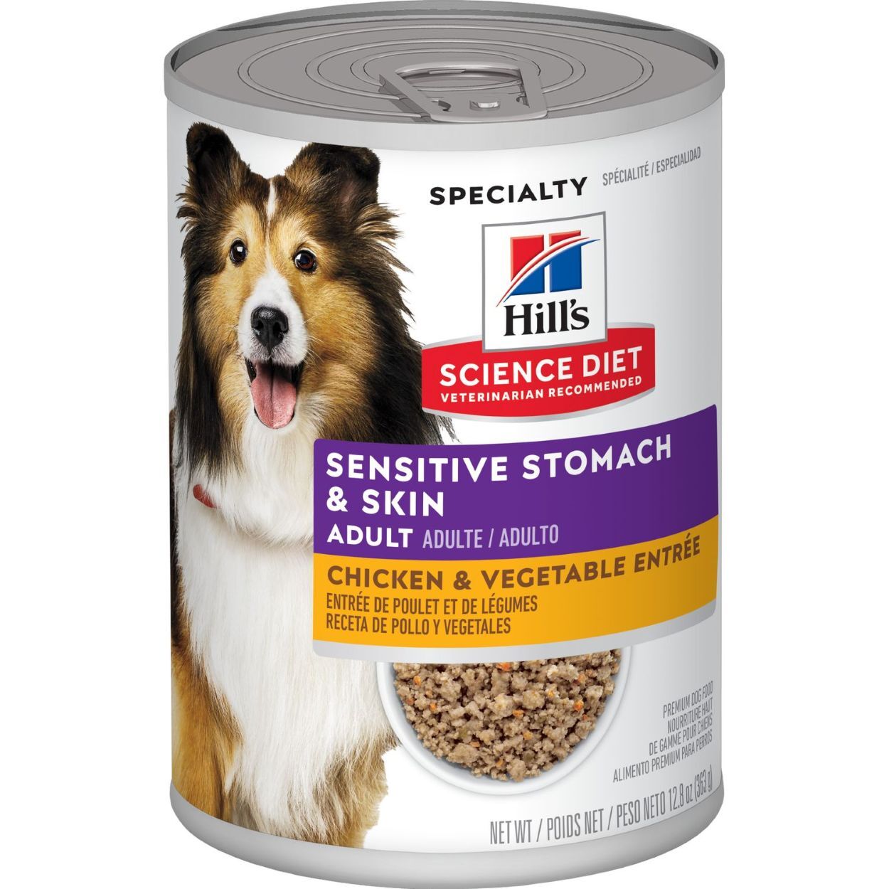 Hill's Science Diet Adult Sensitive Stomach & Skin Chicken & Vegetable Entrée Dog Food, 12.8-Oz