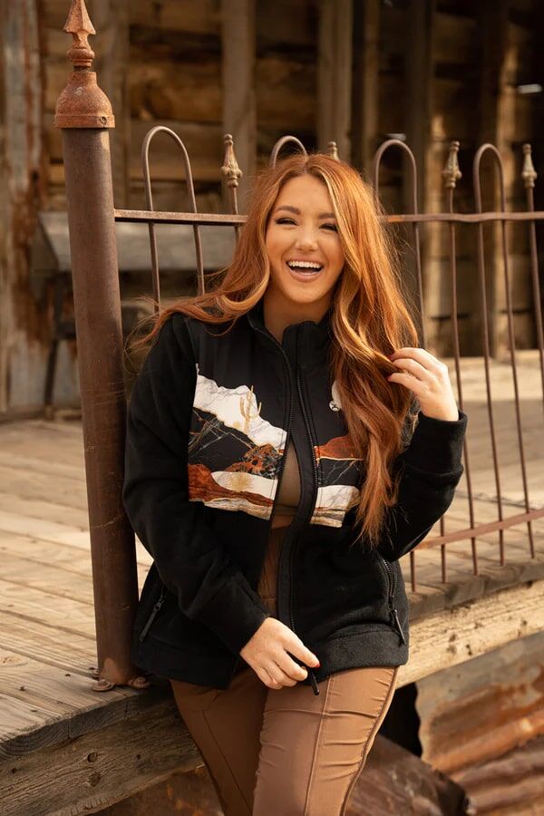 Hooey Women's Tech Fleece Jacket With Landscape Pattern