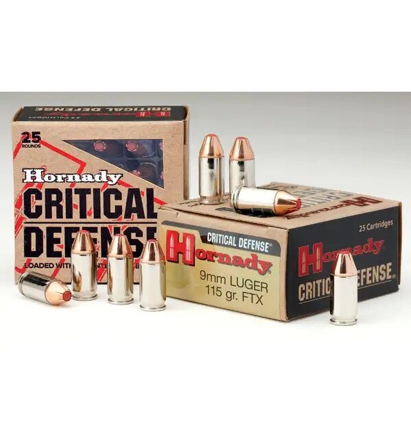 Hornady Critical Defense 9mm, 115 Grain FTX Pistol Ammo, 25-Rd
