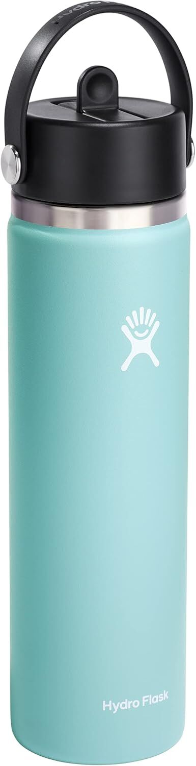 Hydroflask Water Bottle Wide Mouth with Flex Straw Cap Dew, 24-Oz