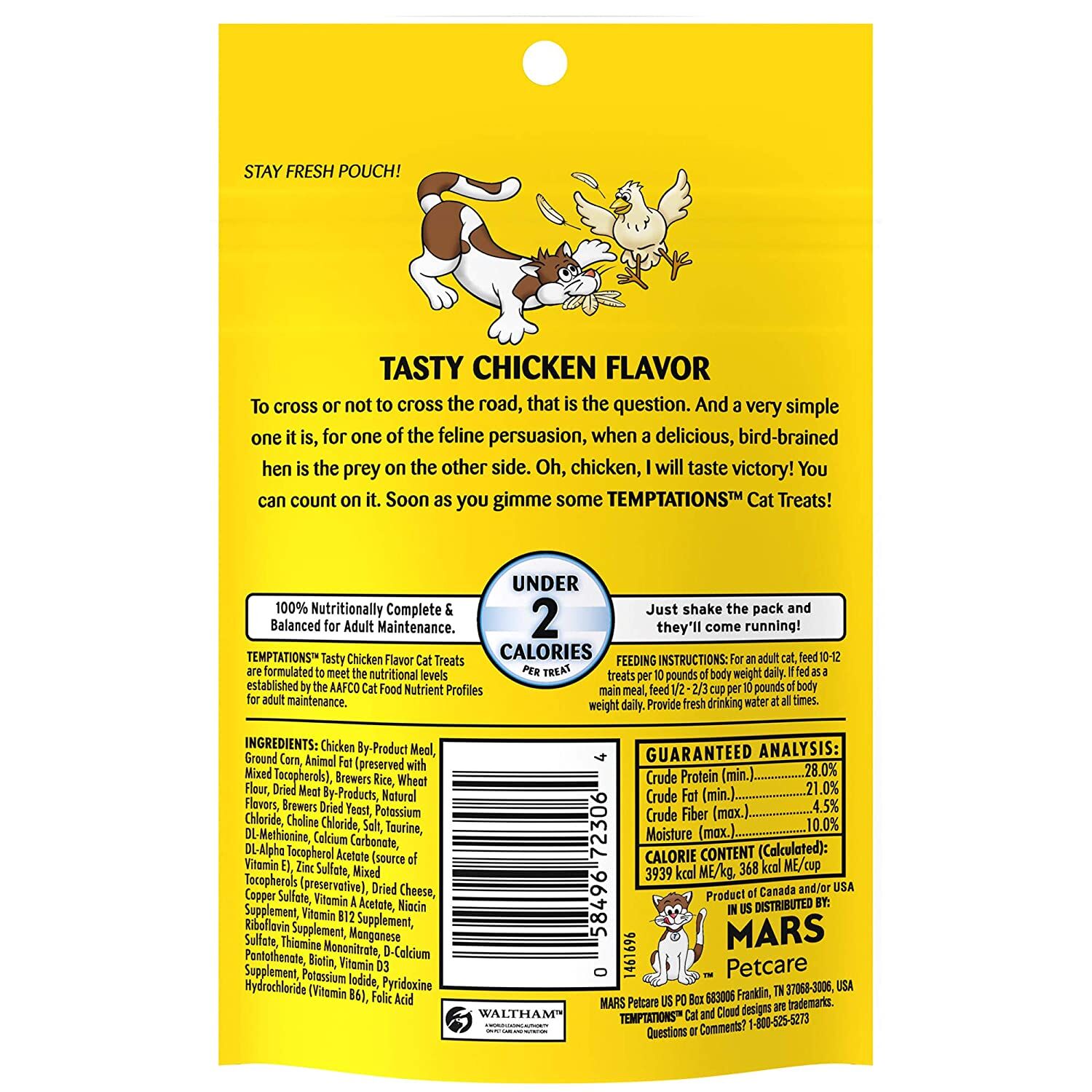 Temptations Tasty Chicken Flavor Crunchy And Soft Cat Treats, 3-Oz