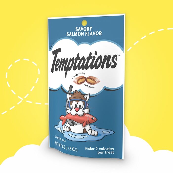 Temptations Savory Salmon Flavor Crunchy And Soft Cat Treats, 3-Oz