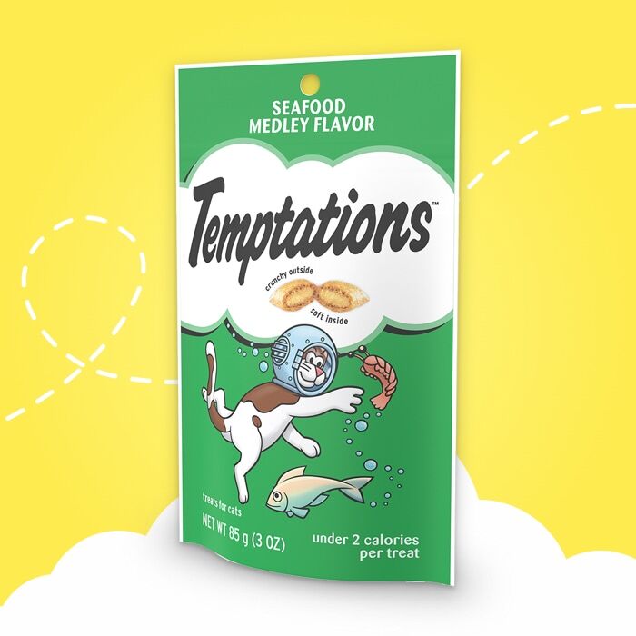 Temptations Seafood Medley Flavor Crunchy And Soft Cat Treats, 3-Oz