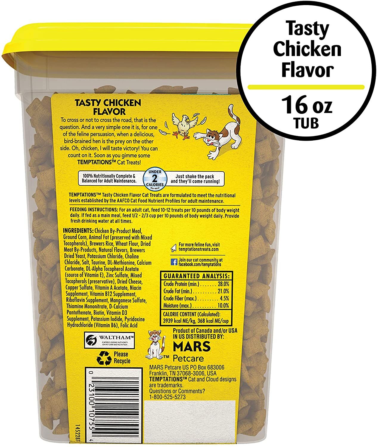 Temptations Tasty Chicken Flavor Crunchy And Soft Cat Treats, 16-Oz