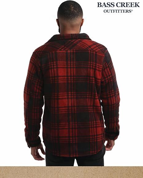 Bass Creek Outfitters Men's Heavy Duty Polar Fleece Sherpa Lined Shirt Jacket