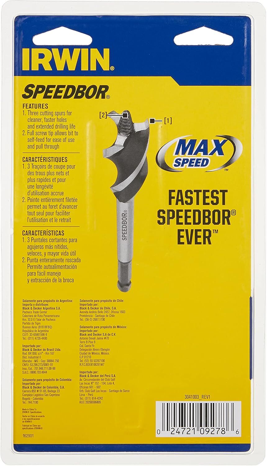 Irwin Speedbor Max Tri-Flute Wood Bit Set, 3-Pc